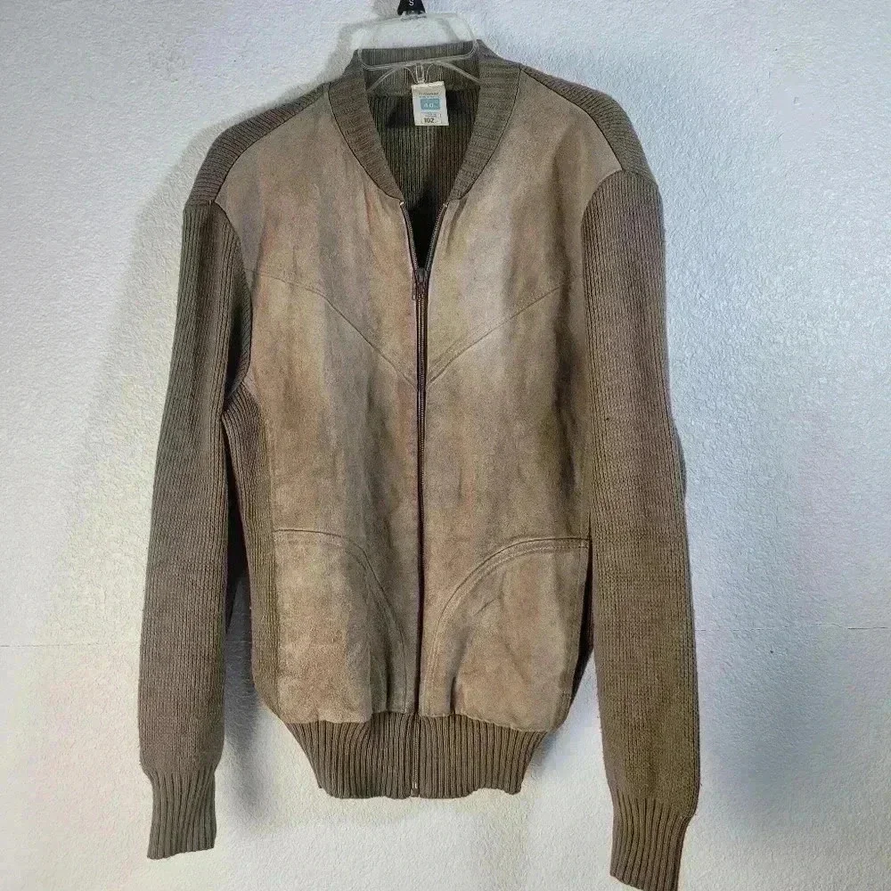 St Michael Jacket Brown Knit Vintage Knitted Full Zip Long Sleeve Sz M  40